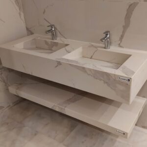 vasque et étagere en statuario venato, model sevilla double bac